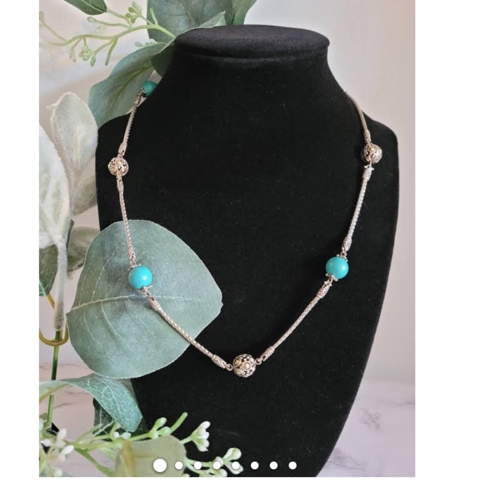 John Hardy Turquoise Sterling Silver and 18k Yellow Gold Jaisalmer Necklace